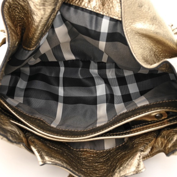 BURBERRY Metallic Calfskin Warrior Hobo Gold - Picture 4 of 10
